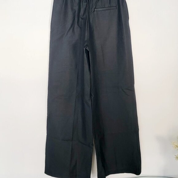 NWT Zara Waxed Effect Coated Wide Leg Pull On Elastic Waist Women's Pants XS - Picture 7 of 11